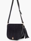 Black suede foldover saddle bag
