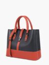 Black and rust multi-compartment shoulder bag