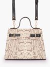 Black and white crocodile cross-body bag with top-handle
