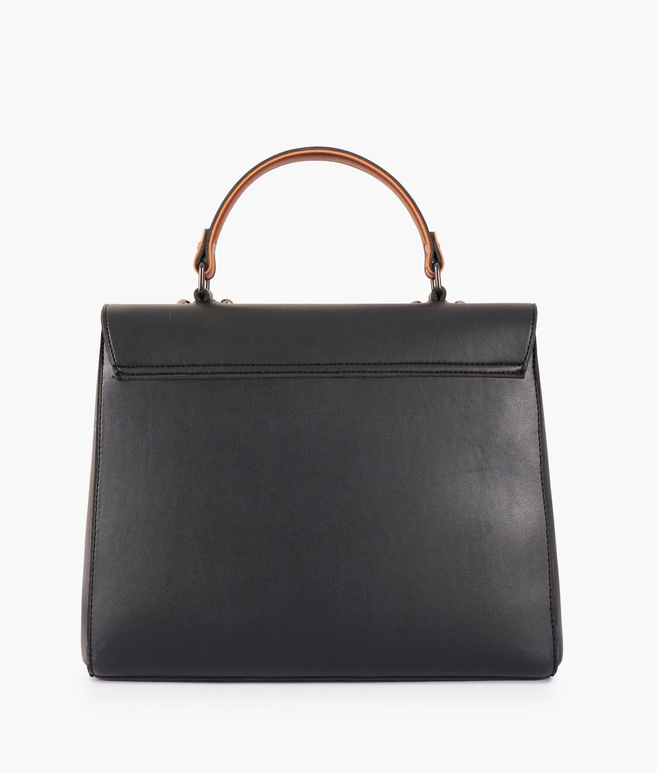 Black flap-over top-handle bag - Image 4