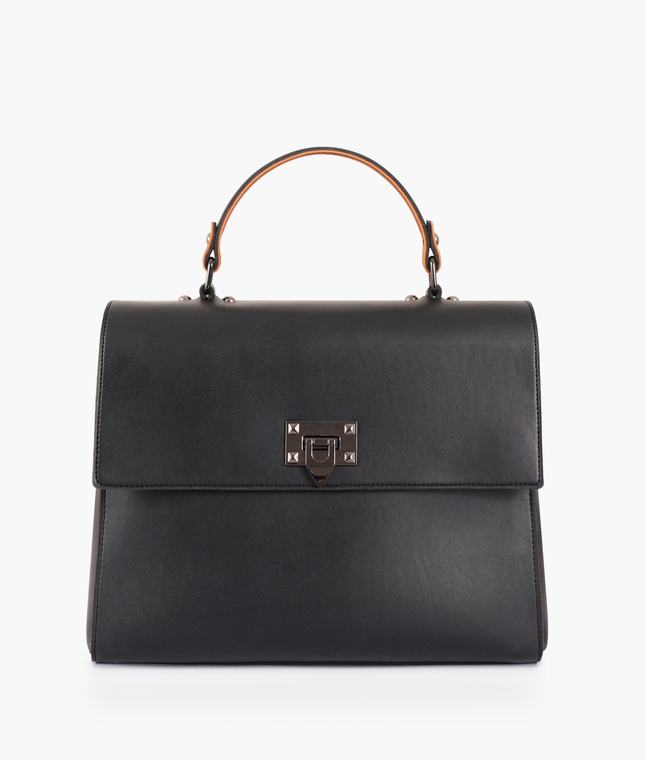 Black flap-over top-handle bag - Image 3