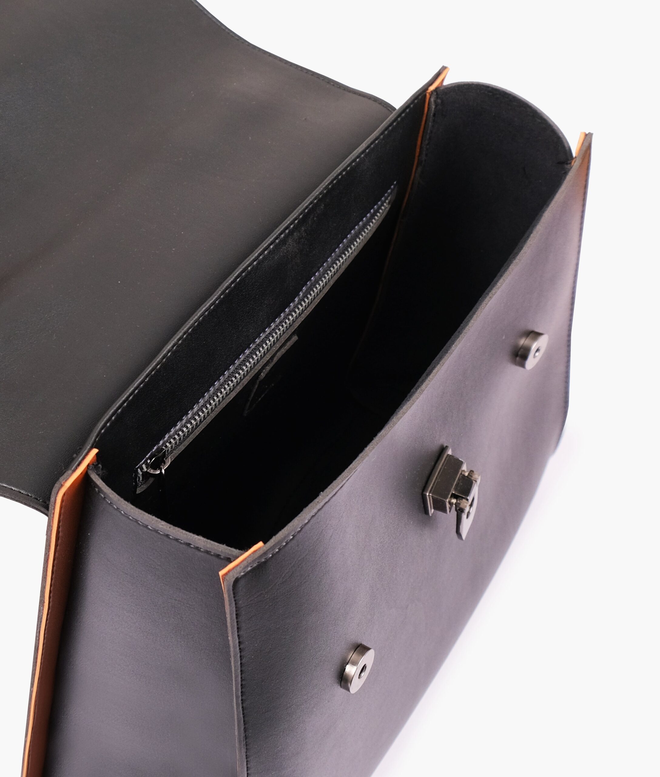 Black flap-over top-handle bag - Image 7