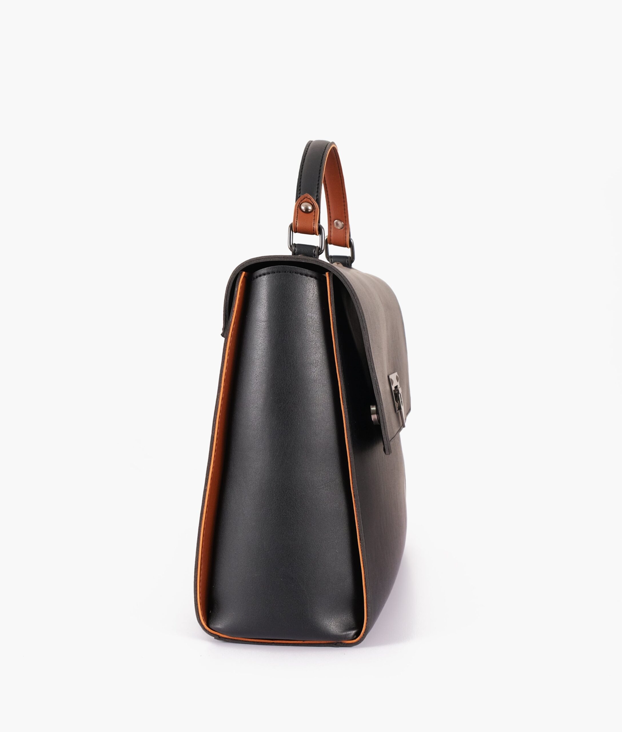 Black flap-over top-handle bag - Image 5