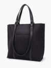 Black suede double-handle tote bag