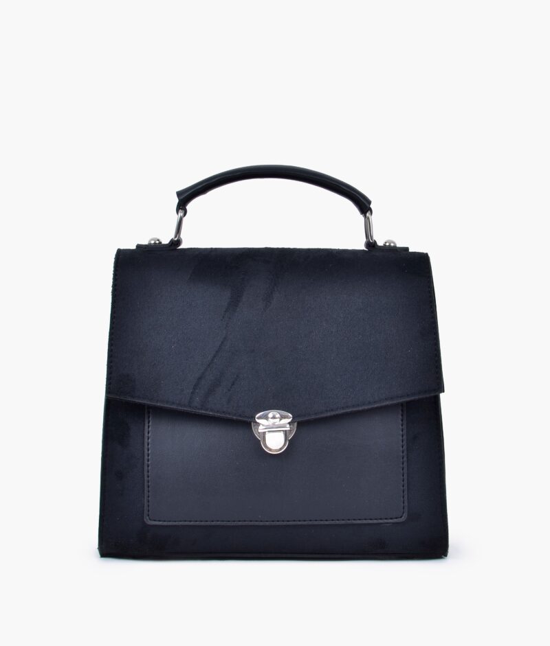Black suede push-lock messenger bag - Image 3
