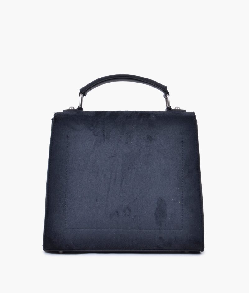 Black suede push-lock messenger bag - Image 4