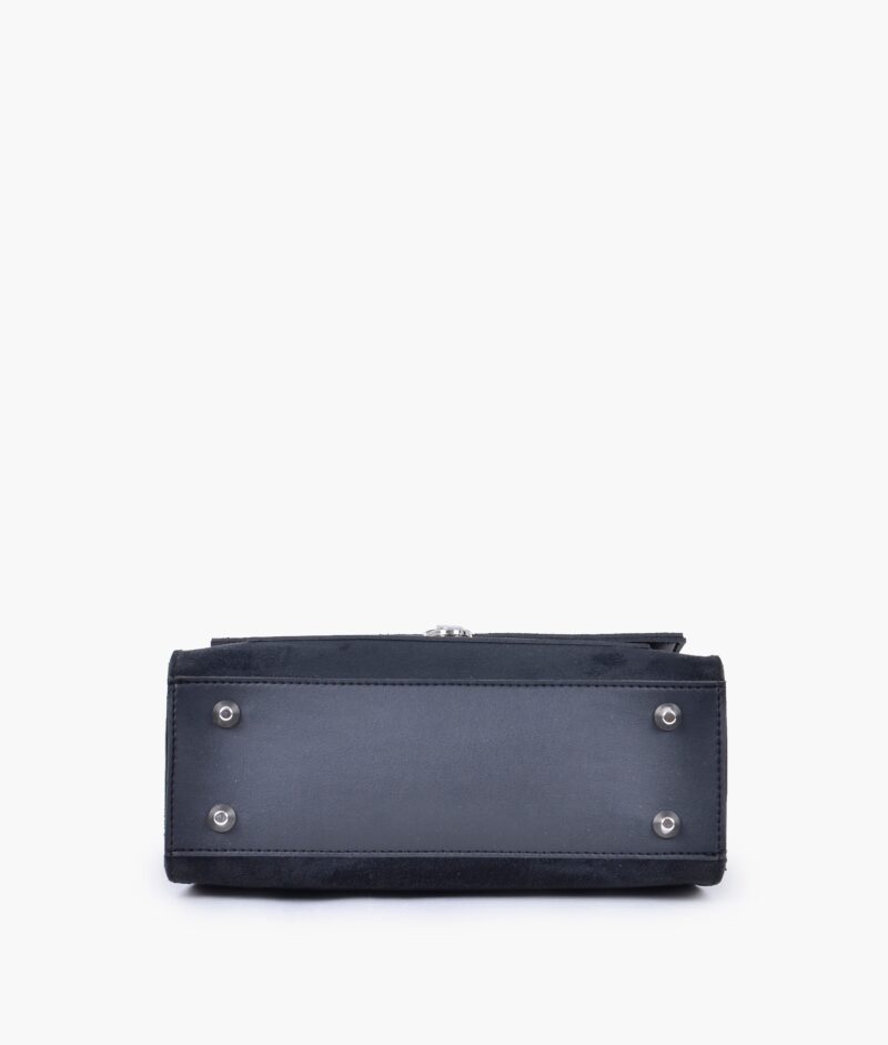 Black suede push-lock messenger bag - Image 6