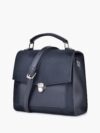 Black suede push-lock messenger bag